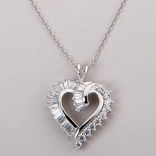 Splendere Sterling Silver Cubic Zirconia Heart Necklace - image 