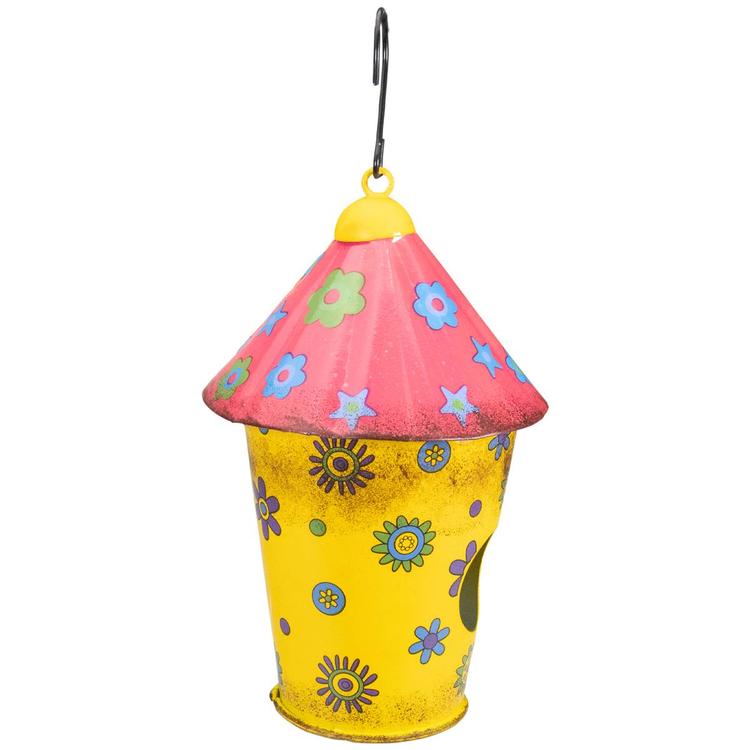 Northlight Seasonal 7.7in. Metal Birdhouse with Flowers