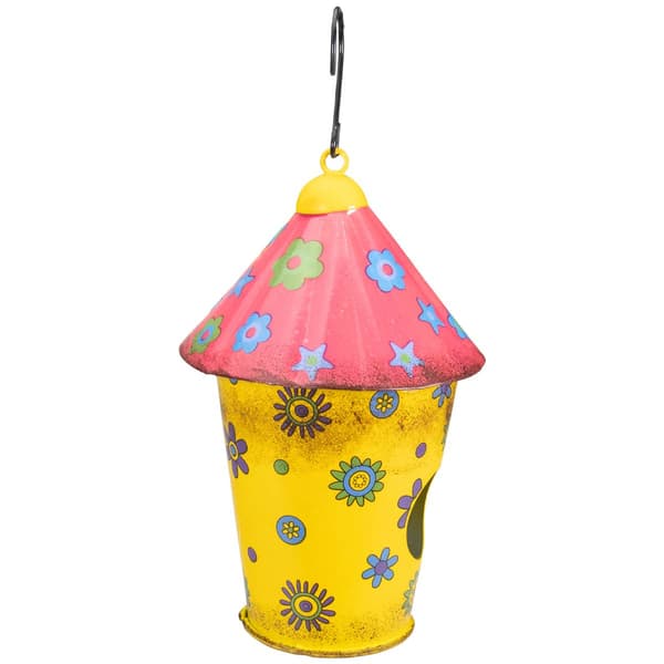 Northlight Seasonal 7.7in. Metal Birdhouse with Flowers