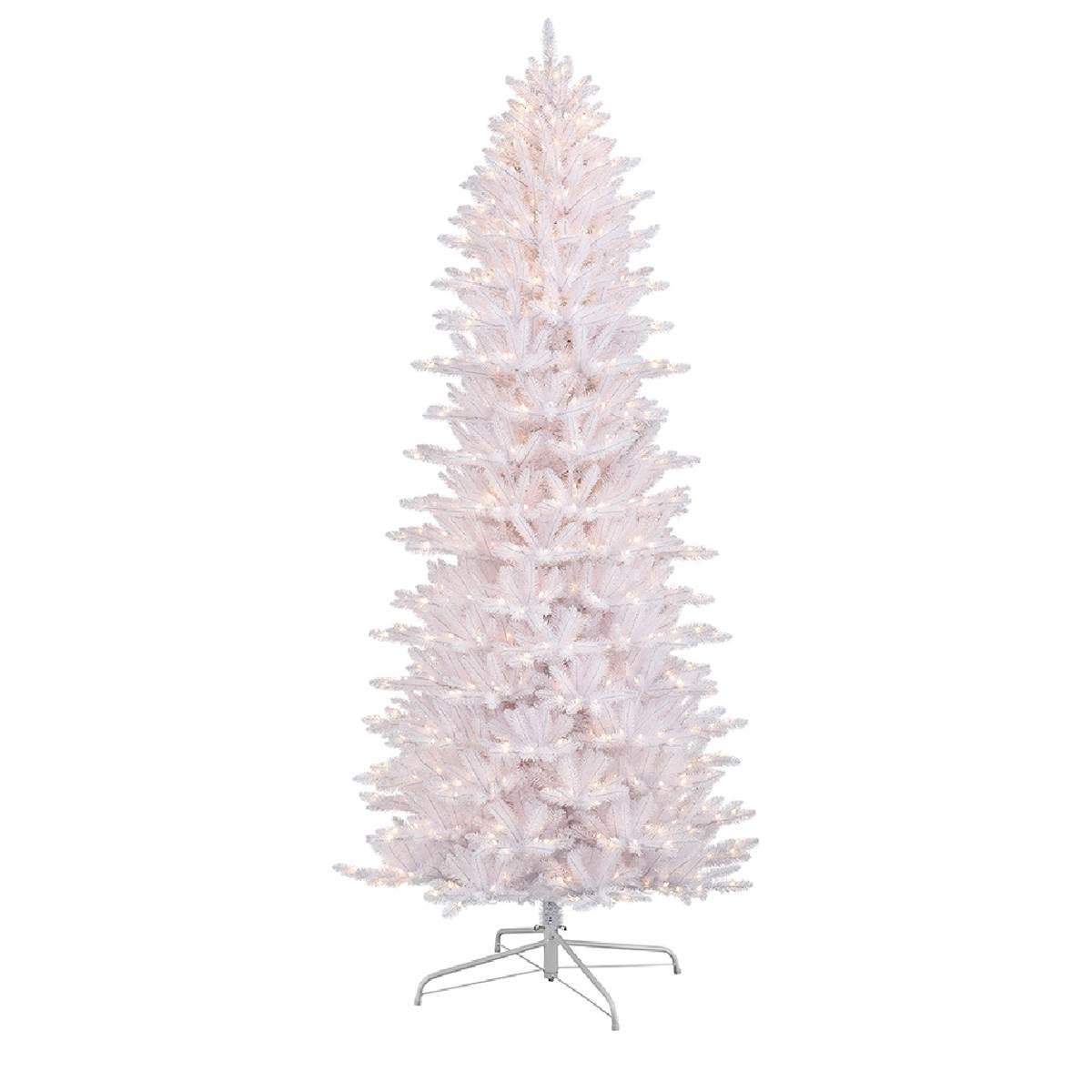 Puleo Int. 9ft. Pre-Lit Slim White Fraser Fir Christmas Tree