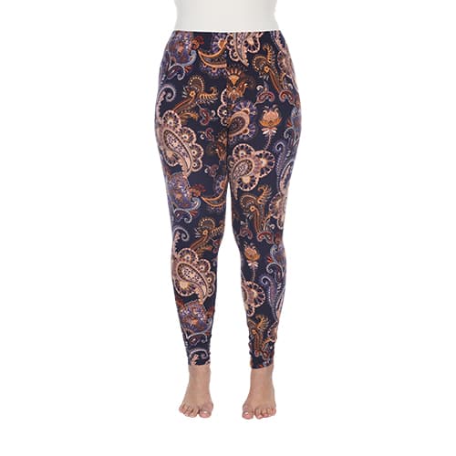Plus Size White Mark Purple &amp; Gold Paisley Leggings