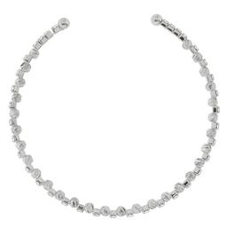 Athra Silver Plated Clear Crystal & Stripe Bead Coil Bracelet