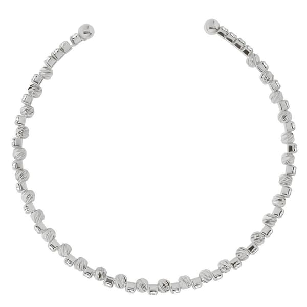 Athra Silver Plated Clear Crystal & Stripe Bead Coil Bracelet