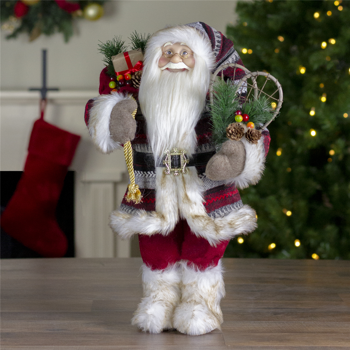 Northlight 18in. Standing Santa Christmas Figure with Snow Shoes