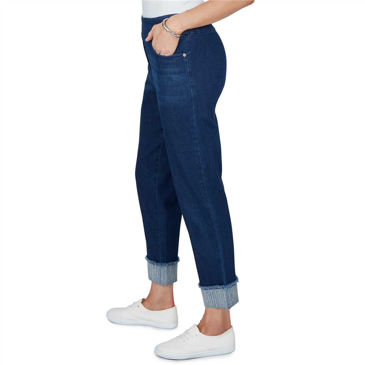 Petite Alfred Dunner Ann Arbor Rhinestone Cuff Ankle Jeans