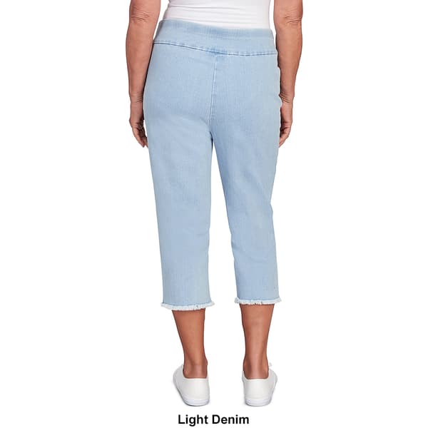 Petite Alfred Dunner Classics Neutral Denim Fringe Capri Pants