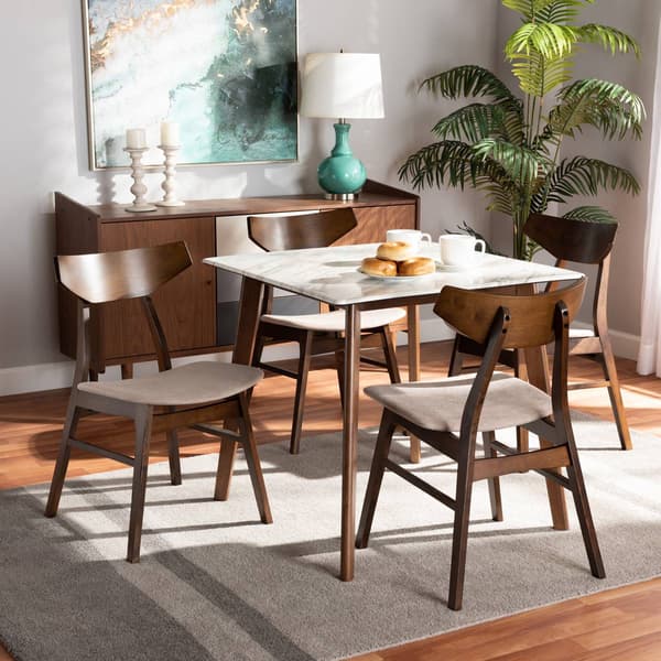 Baxton Studio Pearson Light Beige/Walnut Brown 5pc. Dining Set