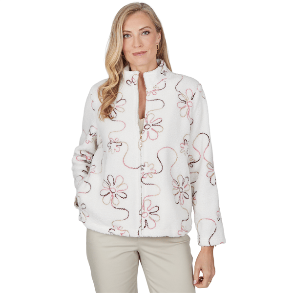 Petite Alfred Dunner Sunset Ridge Floral Sherpa Jacket - image 