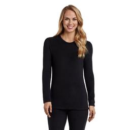 Womens Cuddl Duds(R) Solid Fleecewear with Stretch Long Sleeve Top