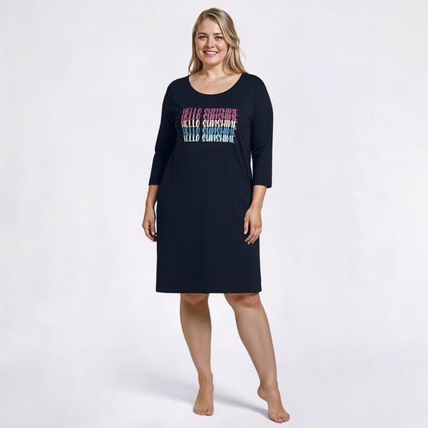 Plus Size Goodnight Kiss 3/4 Sleeve Hello Sunshine Nightshirt - image 