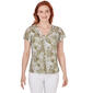 Petite Hearts of Palm Touch of Tropical Floral Animal Print Top - image 1