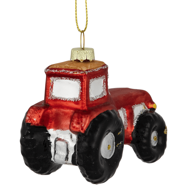 Northlight 3.5in. Red & Gold Tractor Glass Christmas Ornament