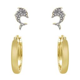 Accents 2pc. Diamond Accent Dolphin Stud and Hoop Earring Set