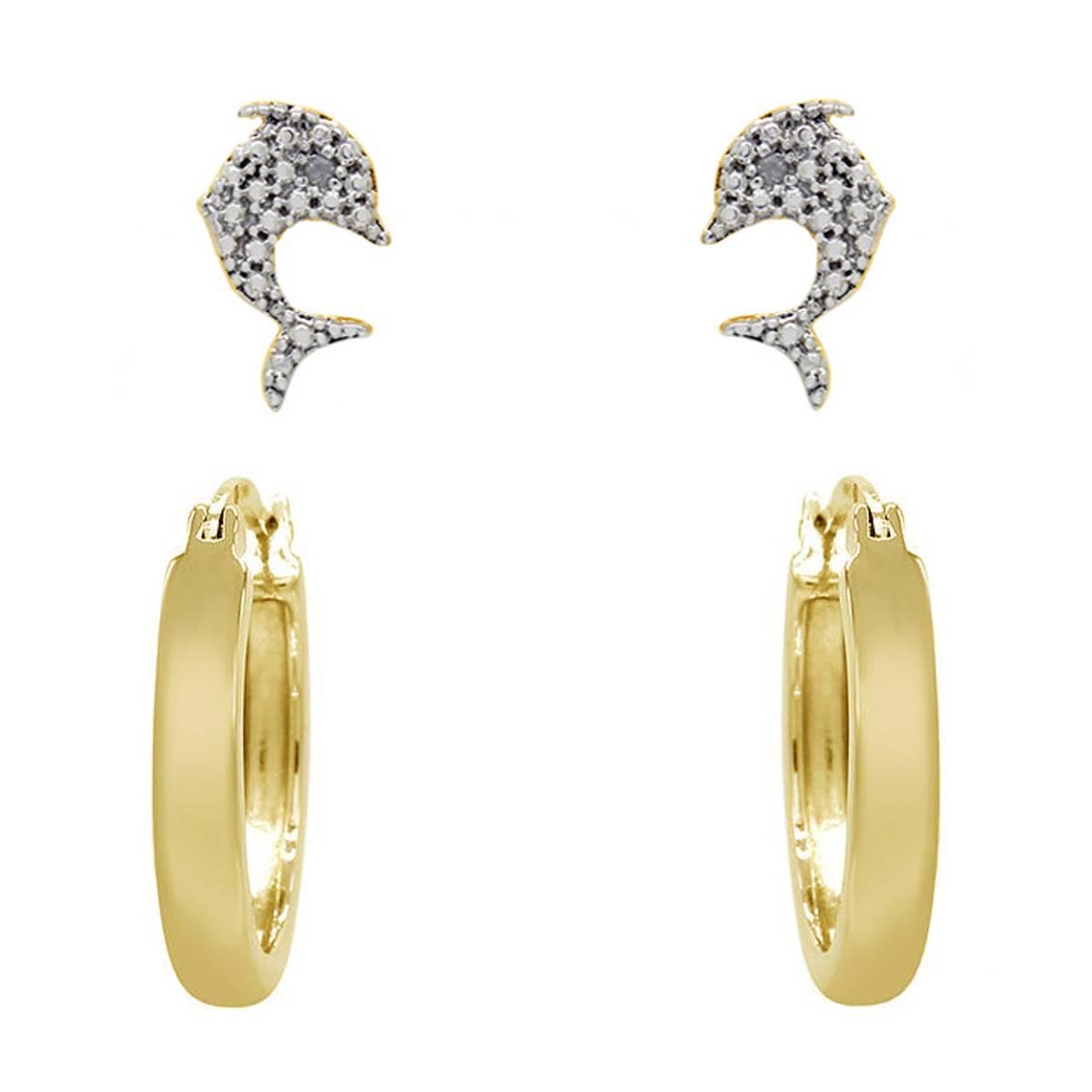 Accents 2pc. Diamond Accent Dolphin Stud and Hoop Earring Set