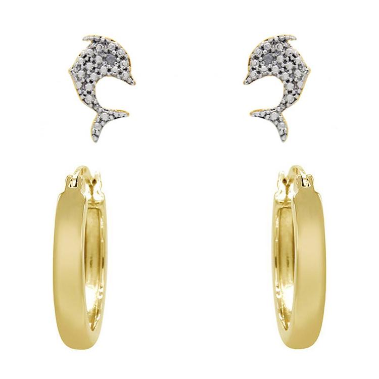 Accents 2pc. Diamond Accent Dolphin Stud and Hoop Earring Set