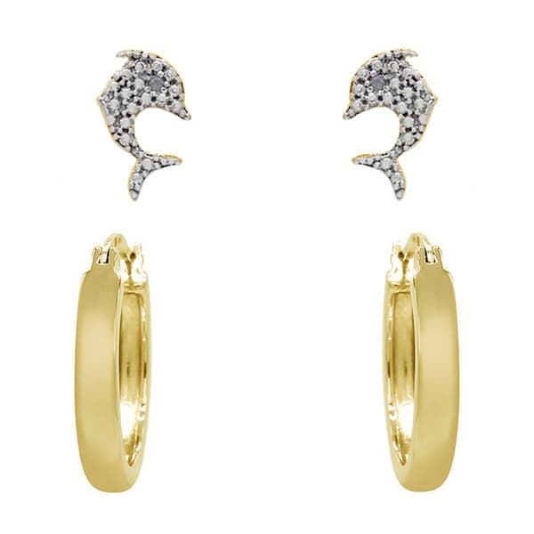 Accents 2pc. Diamond Accent Dolphin Stud and Hoop Earring Set - image 