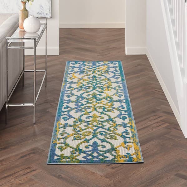 Nourison Aloha Scroll Print Indoor/Outdoor Runner