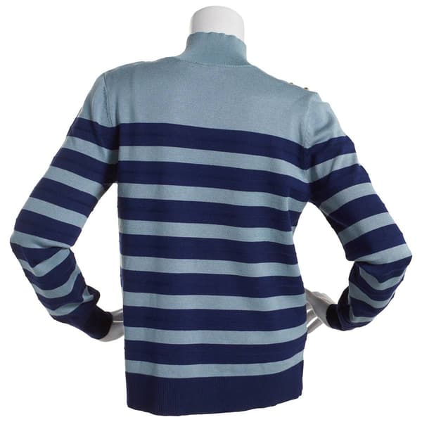 Women Retrology Long Sleeve Stripe Mock Neck Sweater