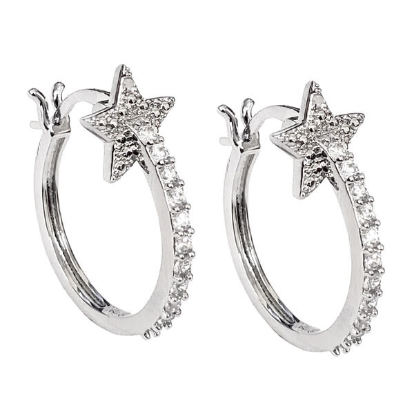 Gianni Argento Silver Plated Star Hoop Earrings - image 