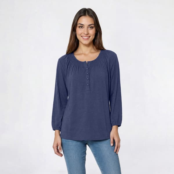 Petite Hasting & Smith 3/4 Sleeve Solid Peasant Blouse