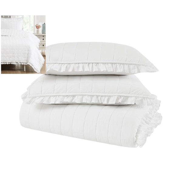 The Farmhouse by Rachel Ashwel Ruffled Washed Cotton 3pc. Quilt
