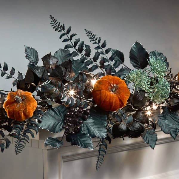 National Tree 6ft. Artificial Halloween LED Garland w/ Pumpkins