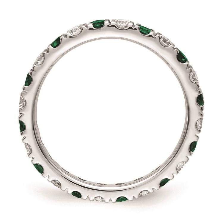 Pure Fire 14kt. White Gold Lab Created Emerald Eternity Band
