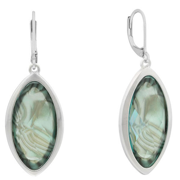 Gloria Vanderbilt Abalone Oval Stone Drop Earrings - image 