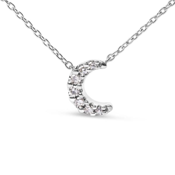 Haus of Brilliance 10kt. White Gold Diamond Moon Pendant