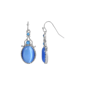 1928 Jewelry Silver-Tone Cat Eye Oval Drop Earrings - image 1