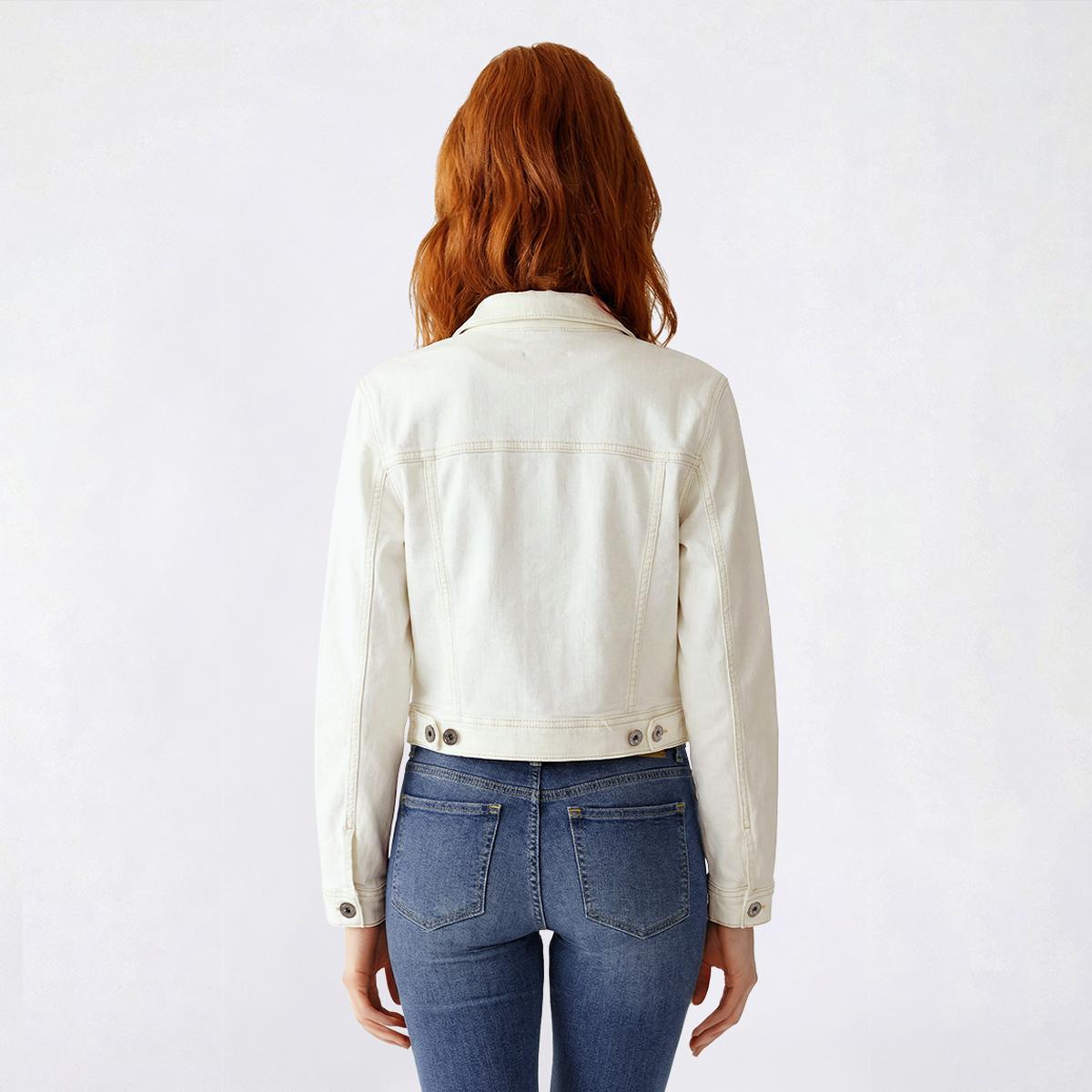 Juniors Love Tree Button Front Denim Boxy Trucker Jacket