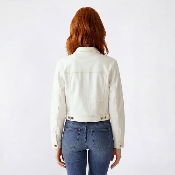 Juniors Love Tree Button Front Denim Boxy Trucker Jacket