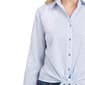 Womens NY Collection Long Embroidery Sleeve Stripe Tie Hem Blouse - image 4
