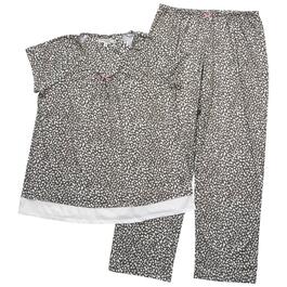 Womens Ellen Tracy Short Sleeve Abstract Cheetah Pajama Set