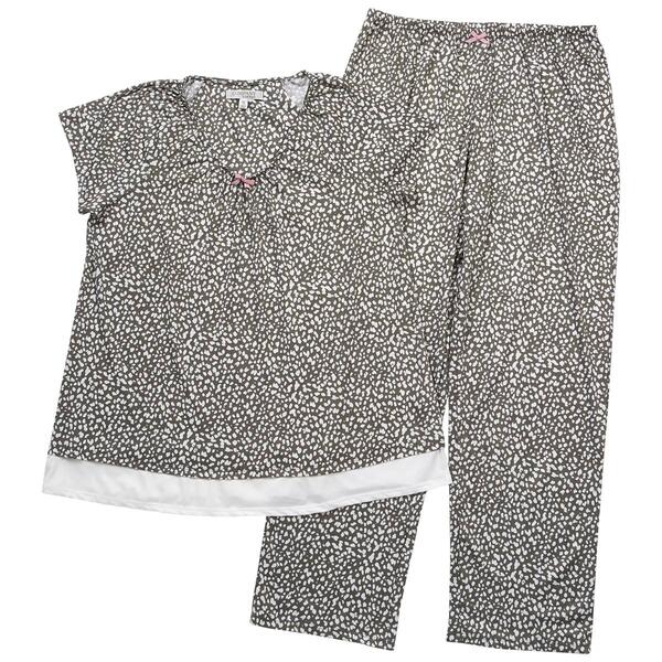 Plus Size Ellen Tracy Short Sleeve Abstract Cheetah Pajama Set - image 