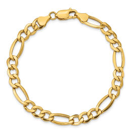 Mens Gold Classics&#40;tm&#41; 7.3mm. 14k Semi Solid Figaro Chain Bracelet