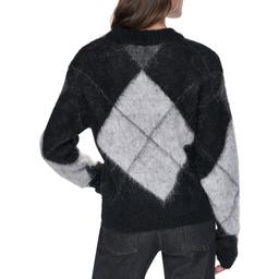 Womens DKNY Long Sleeve Brushed Argyle Sweater