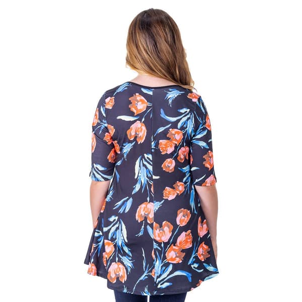 Womens 24/7 Comfort Apparel Tulip Elbow Sleeve Tunic Top