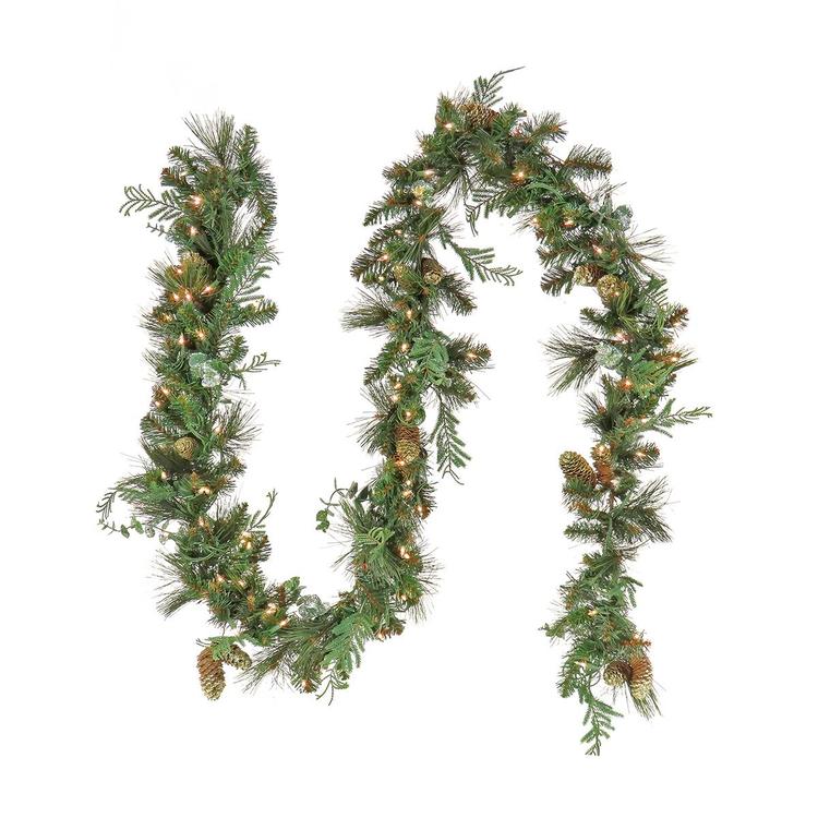 National Tree 9ft. North Conway Garland w/ 20 Glittery Cones