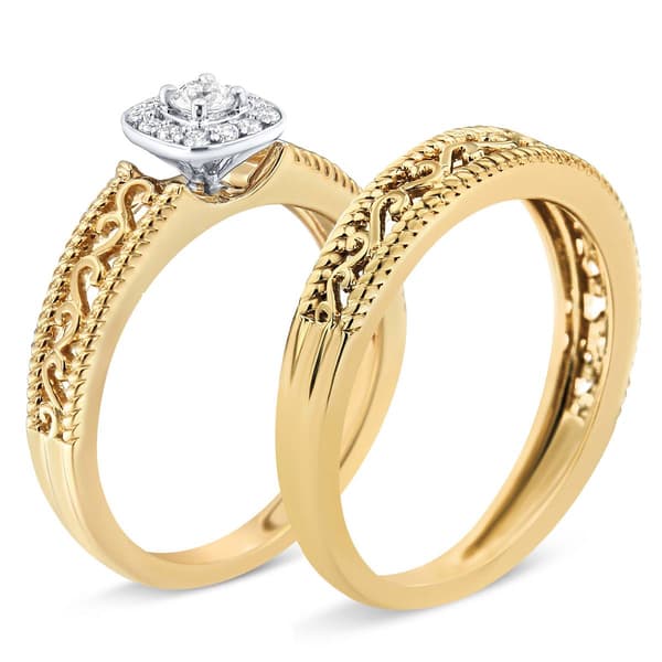 Haus of Brilliance 14kt. Gold 1/5ctw. Diamond Scroll Bridal Set