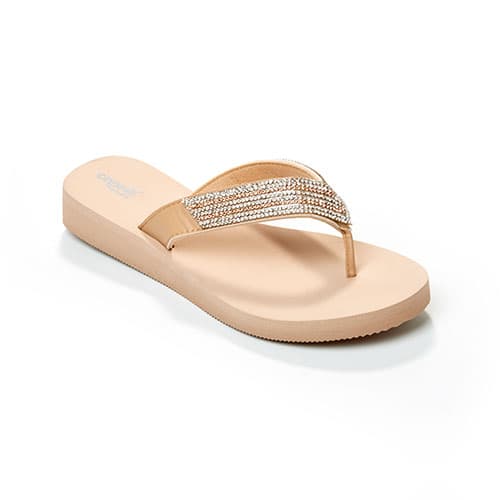 Womens Capelli Faux Leather Rhinestone Trim Flip Flop Sandals - image 