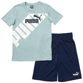 Boys &#40;8-20&#41; Puma 2pc. Solid Tee & Shorts Set - Turquoise