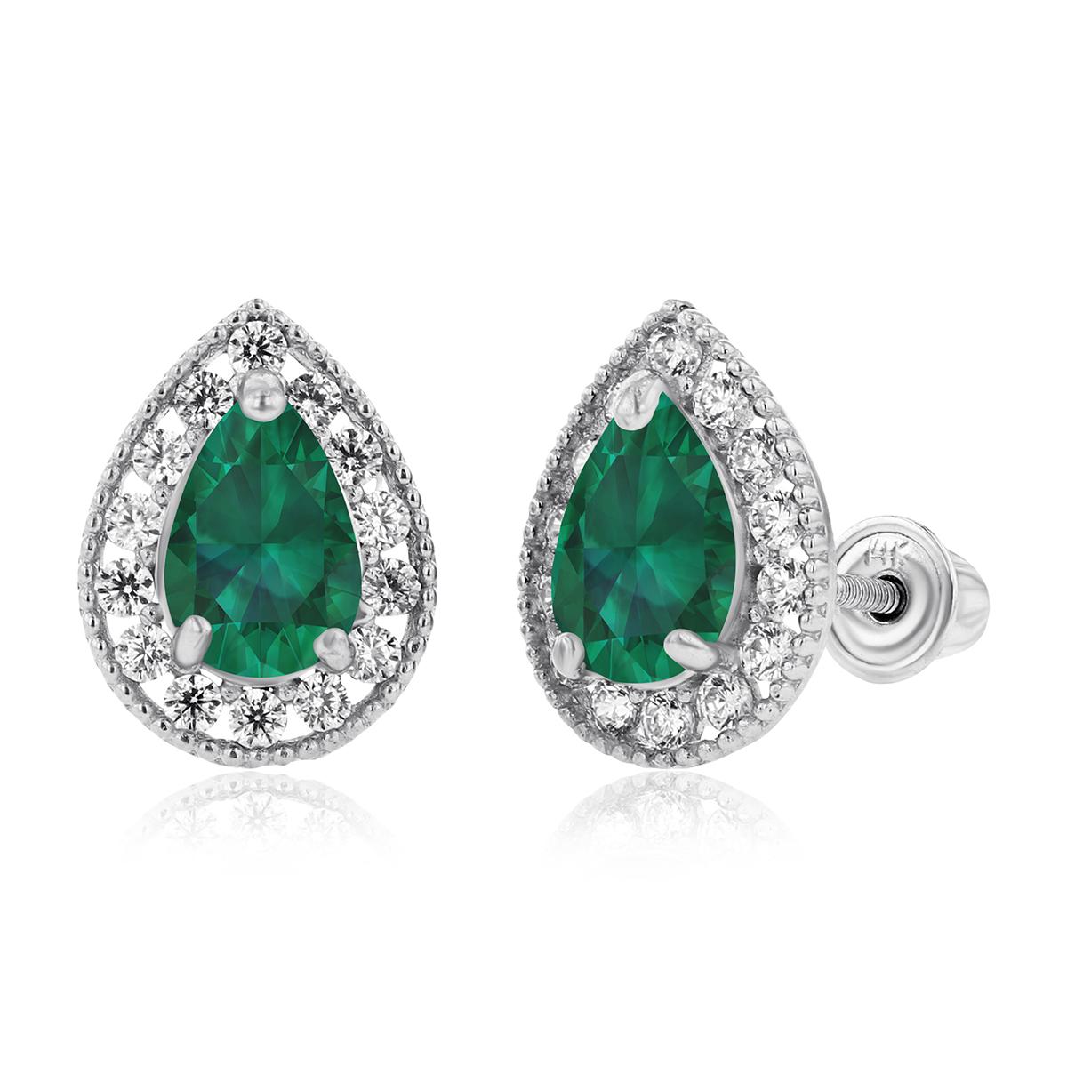 Gemstone Classics™ 14kt. White Gold Emerald Pear Earrings