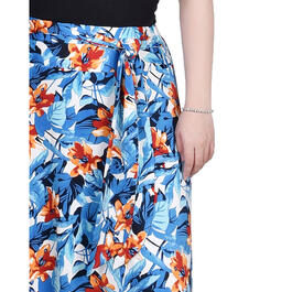 Plus Size NY Collection Pull on Tie Waist Lily Floral Skirt