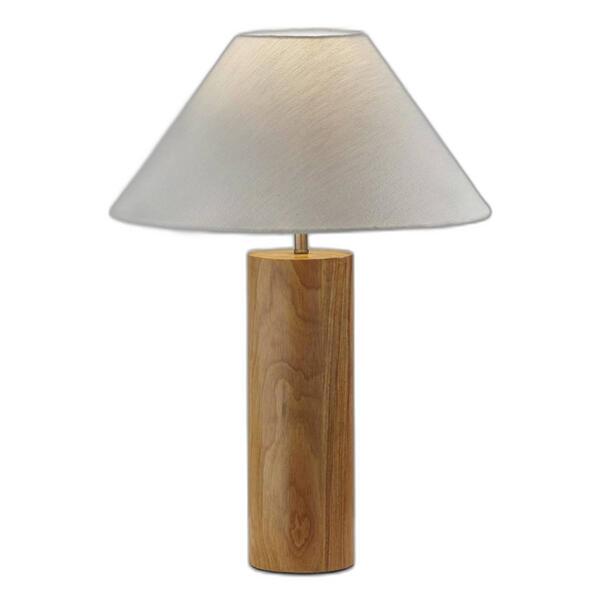 9th & Pike&#40;R&#41; 26in. White Shade Natural Wood Cylinder Table Lamp - image 