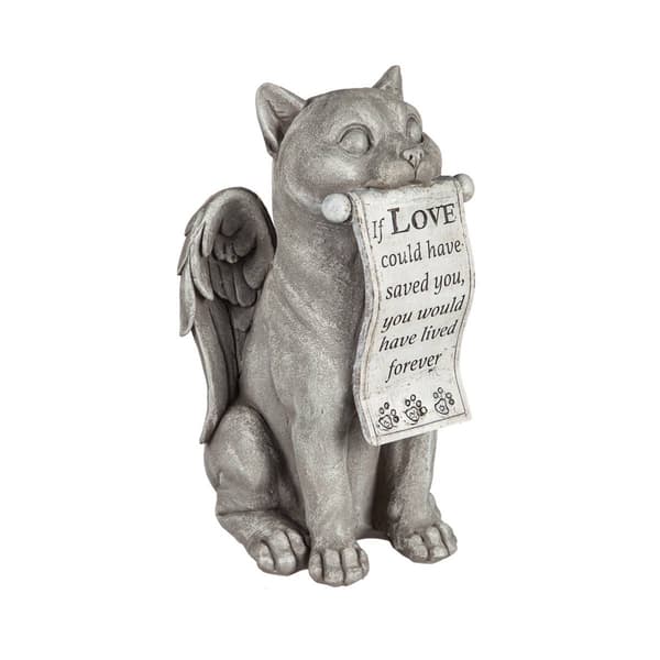 Evergreen 14in. Cat with Scroll Memorial Garden Statuary - image 