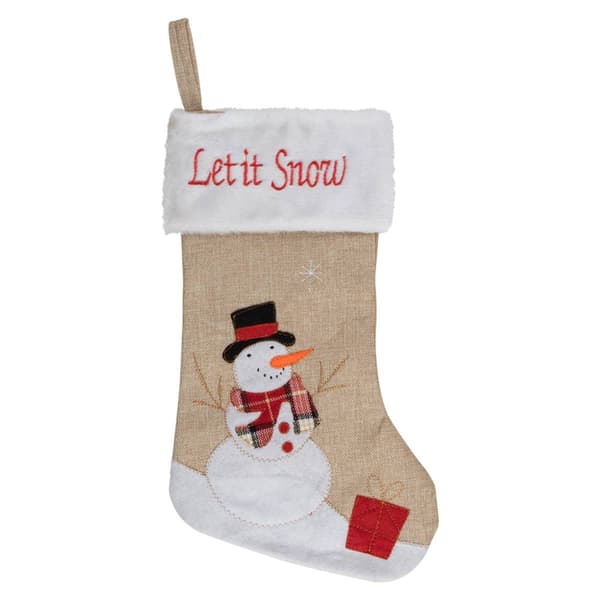 Northlight Seasonal 19in. Let it Snow Snowman Christmas Stocking - image 