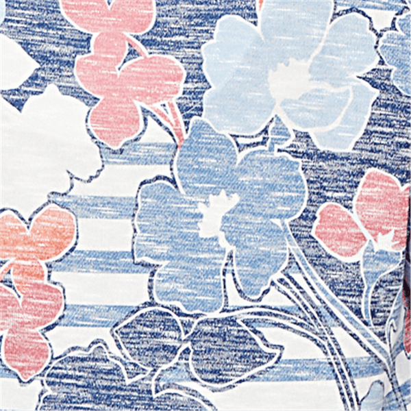 Plus Size Alfred Dunner Austin Stripe Floral Keyhole Neck Blouse