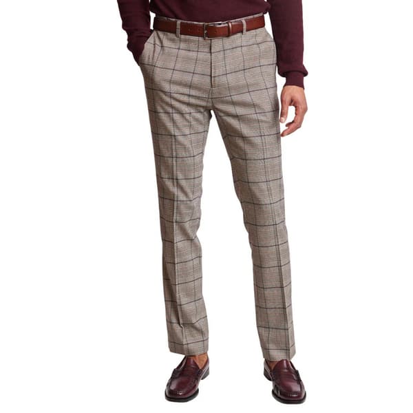 Mens Paisley & Gray(R) Plaid Dress Pants - Tan/Burgundy