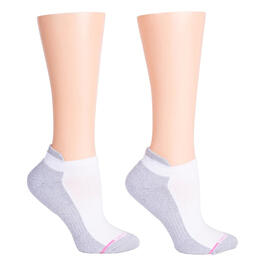 Womens Dr. Motion 2pk. Solid Half Cushion Compression Ankle Socks